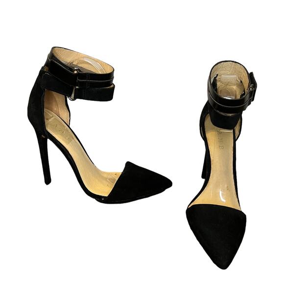 L.A.M.B Black Suede Pointed Toe Heels - Picture 2 of 8